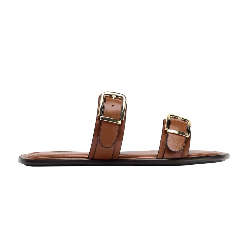 Zara Tan Leather Buckle Sandals